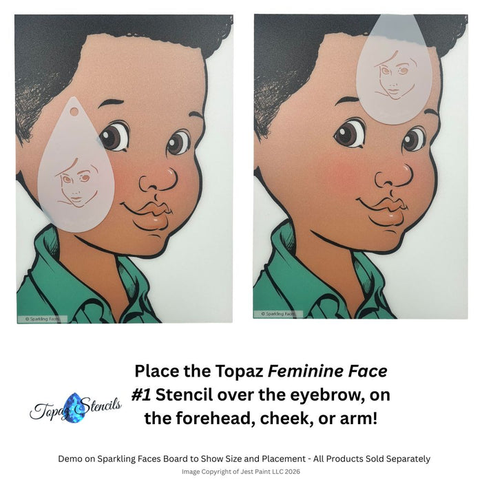 Topaz Stencils | Face Painting Stencil - Feminine Face #1 (0141)