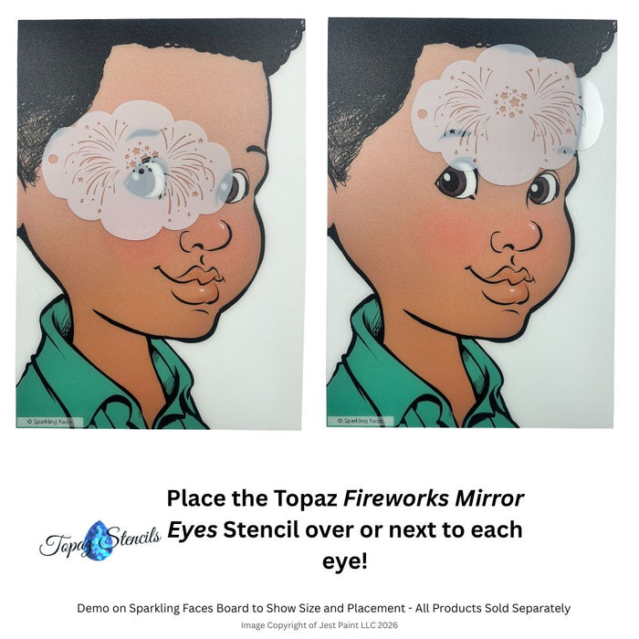 Topaz Stencils | Face Painting Stencil - Fireworks Mirror Eyes (0362)