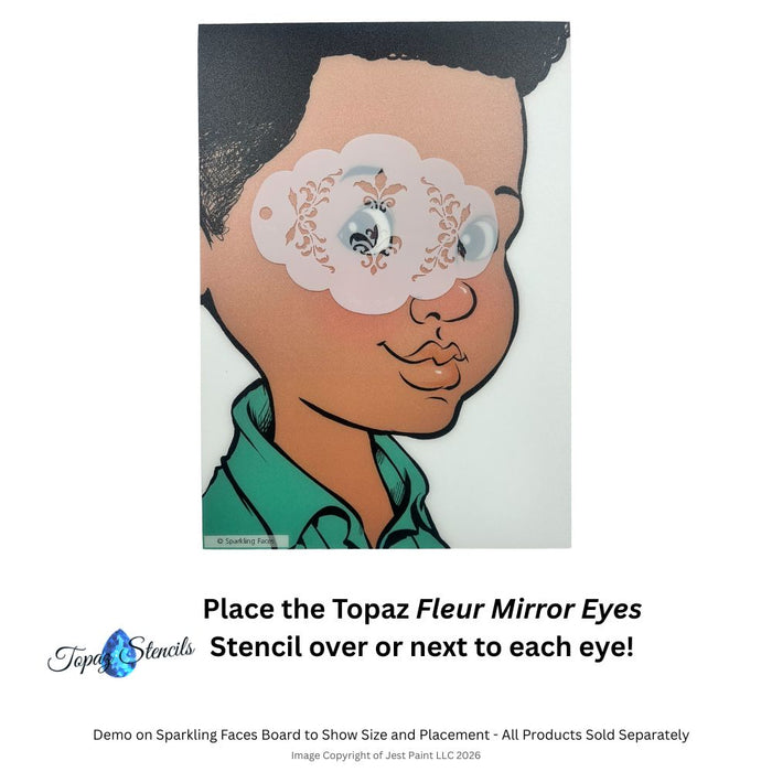 Topaz Stencils | Face Painting Stencil - Fleur Mirror Eyes (0329)
