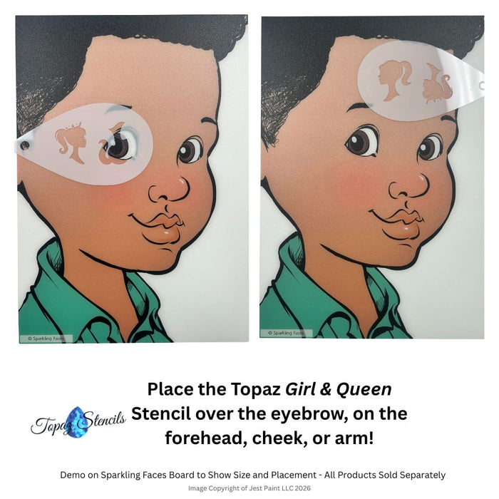 Topaz Stencils | Face Painting Stencil - Girl and Queen (0512)