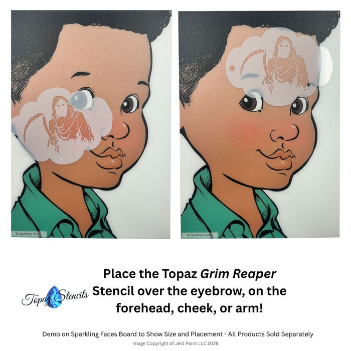 Topaz Stencils | Face Painting Stencil - Grim Reaper (01106)