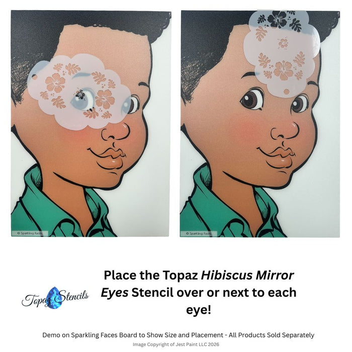 Topaz Stencils | Face Painting Stencil - Hibiscus Mirror Eyes (0323)