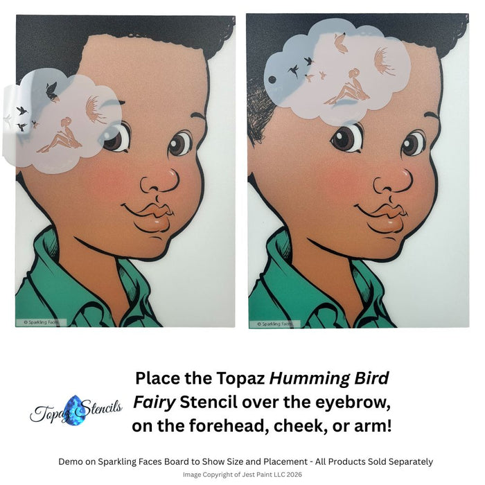 Topaz Stencils | Face Painting Stencil - Humming Bird Fairy (0275)