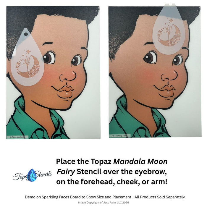 Topaz Stencils | Face Painting Stencil - Mandala Moon Fairy (0871)