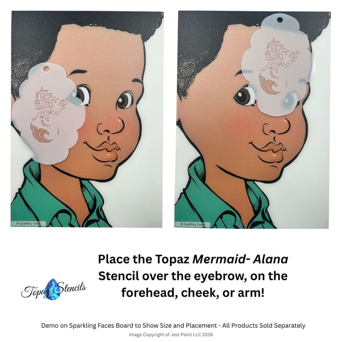 Topaz Stencils | Face Painting Stencil - Mermaid - Alana (01239)