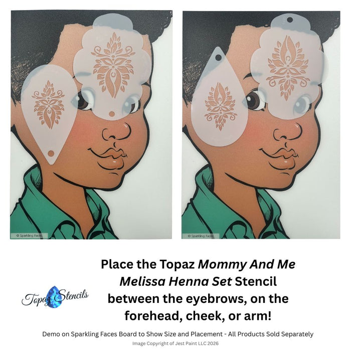 Topaz Stencils | Face Painting Stencil - Mommy And Me - Melissa Henna Set (0812)