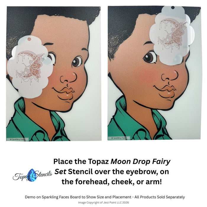 Topaz Stencils | Face Painting Stencil - Moon Drop Fairy Set (0990)