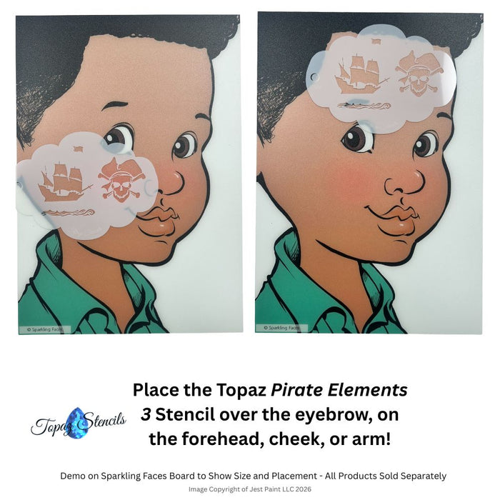 Topaz Stencils | Face Painting Stencil - Pirate Elements 3 (0388)