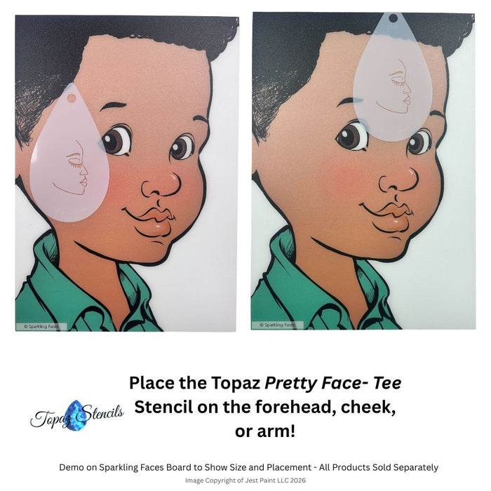 Topaz Stencils | Face Painting Stencil - Pretty Face - Tee (0516) - While Supplies Last!