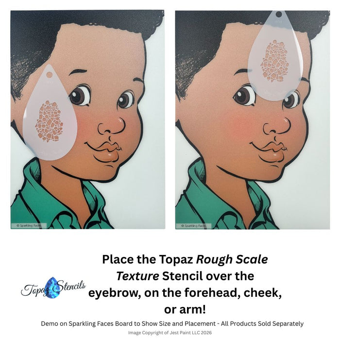 Topaz Stencils | Face Painting Stencil - Rough Scale Texture (0013)