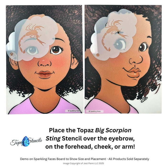 Topaz Stencils | Face Painting Stencil - BIG Scorpion Sting 2 pc Set by Bianca (01707)