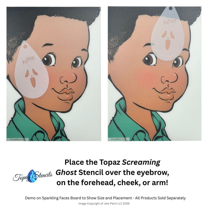 Topaz Stencils | Face Painting Stencil - Screaming Ghost (0053)