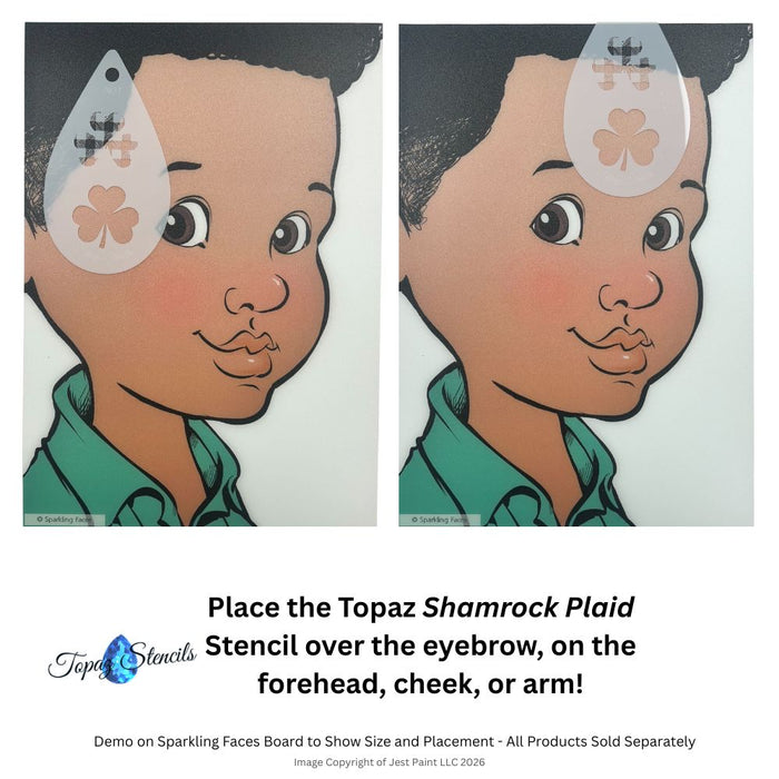 Topaz Stencils | Face Painting Stencil - Shamrock Plaid (0237)