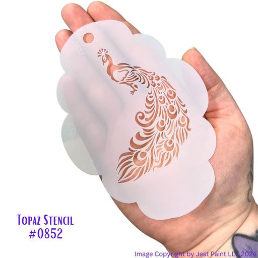 Topaz Stencils | Face Painting Stencil - Large Peacock  (0852)