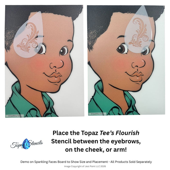 Topaz Stencils | Face Painting Stencil - Tee's Flourish (0790)