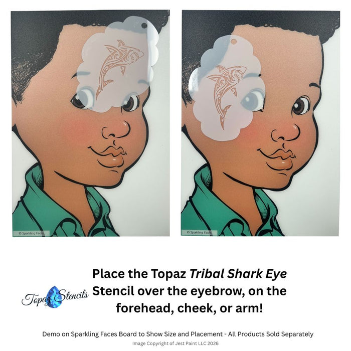 Topaz Stencils | Face Painting Stencil - Tribal Shark Eye (01251)
