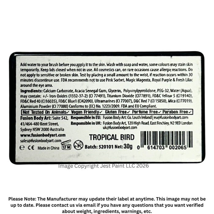 Fusion Body Art Face Paint - Split Cake | Tropical Bird 30gr