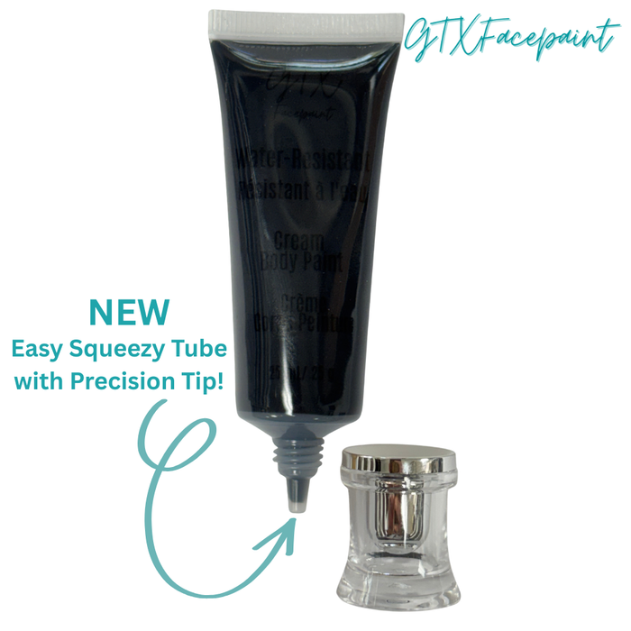 GTX Face Paint | Silicone Based Water Resistant Cream - True Black  25ml Easy Squeezy Tube