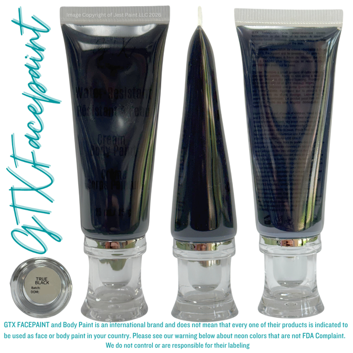 GTX Face Paint | Silicone Based Water Resistant Cream - True Black  25ml Easy Squeezy Tube