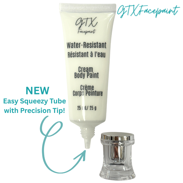 GTX Face Paint | Silicone Based Water Resistant Cream - True White - 25ml Easy Squeezy Tube