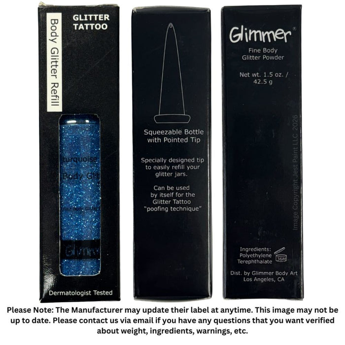 Glimmer Body Art Face Paint Glitter Refill Bottle - Turquoise - 1.5oz