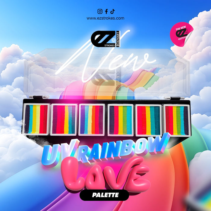 EZ STROKES by Susy Amaro | 1 Stroke Painting Palette | UV GLOW RAINBOW LOVE Palette  (SFX Non - Cosmetic)