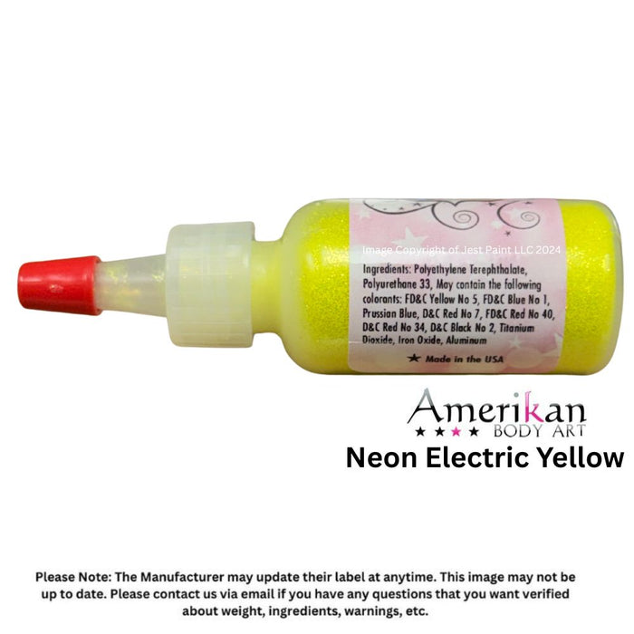 Amerikan Body Art | Face Paint Glitter Poof - Neon Electric Yellow (1/2oz) #33