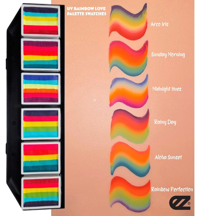 EZ STROKES by Susy Amaro | 1 Stroke Painting Palette | UV GLOW RAINBOW LOVE Palette  (SFX Non - Cosmetic)