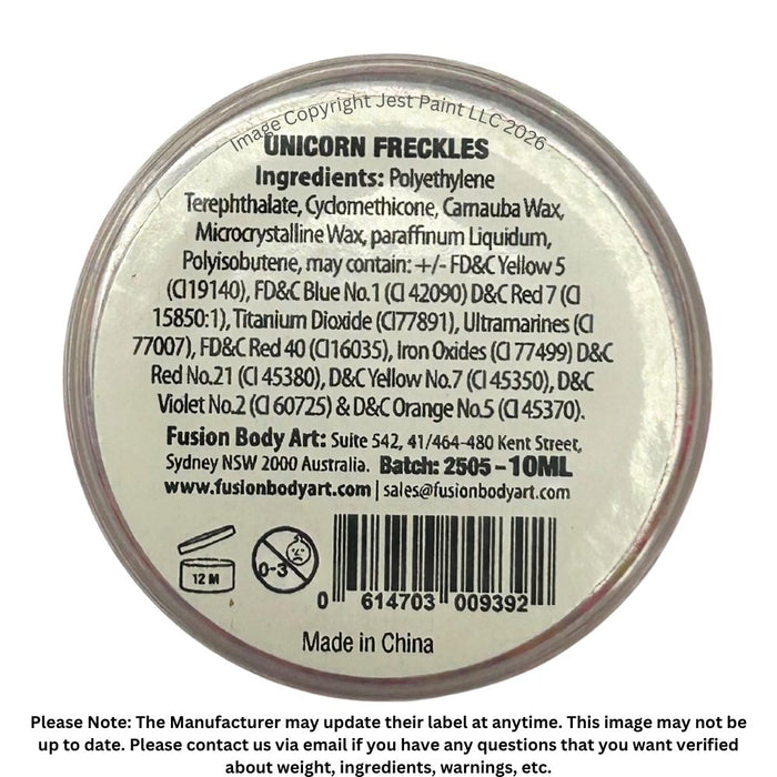 Fusion Body Art | Glitter Creams - UNICORN FRECKLES 10mL (UV Reactive)