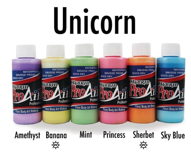 ProAiir Alcohol Based Hybrid Airbrush Body Paint Set |  UNICORN - 6 x 1oz Bottles  #14 (Special FX - Non Cosmetic)