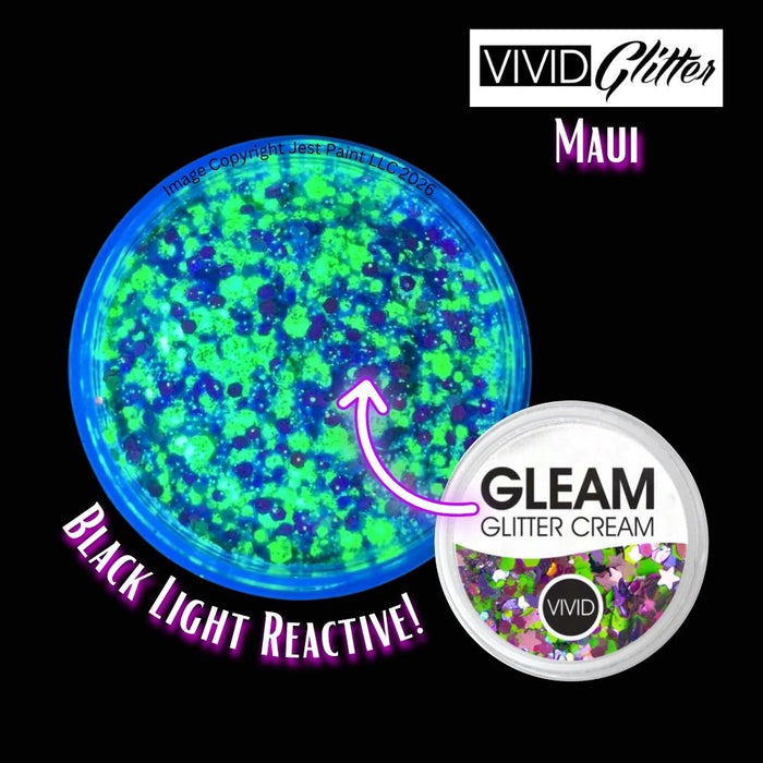 VIVID Glitter |  GLEAM Glitter Cream | Large UV MAUI (30gr)