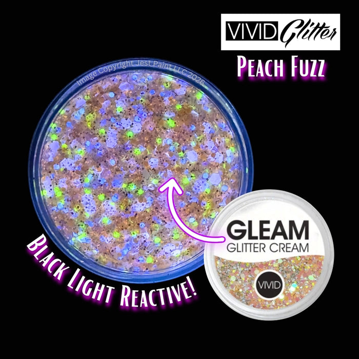 VIVID Glitter |  GLEAM Glitter Cream | Large Pastel Glow - PEACH FUZZ (30gr)