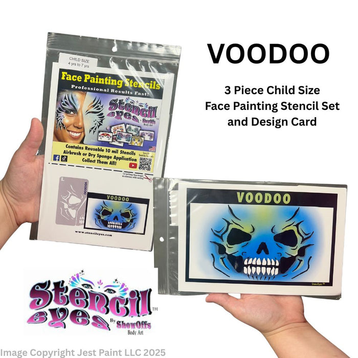 Stencil Eyes / Mask - Face Painting Stencil Set - VOODOO Skull - Child Size
