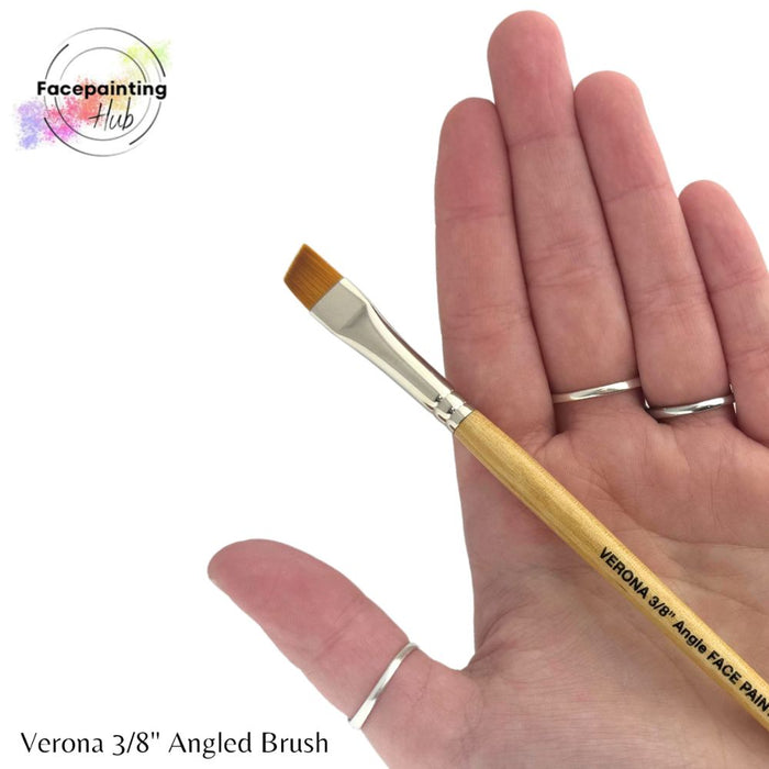 Face Painting Hub  | Face Painting Brush - Short Handle and Short Bristles - VERONA - 3/8" Angle