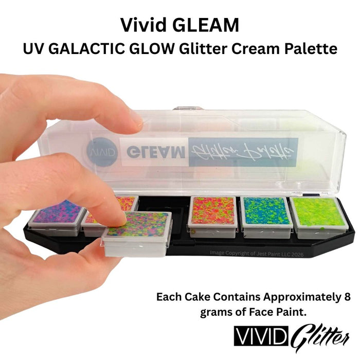 VIVID Glitter | GLEAM Glitter Cream | UV GALACTIC GLOW  -  6 Color Palette (48gr)
