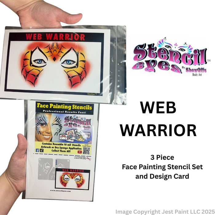 Stencil Eyes / Mask - Face Painting Stencil Set - WEB WARRIOR - One Size Fits Most