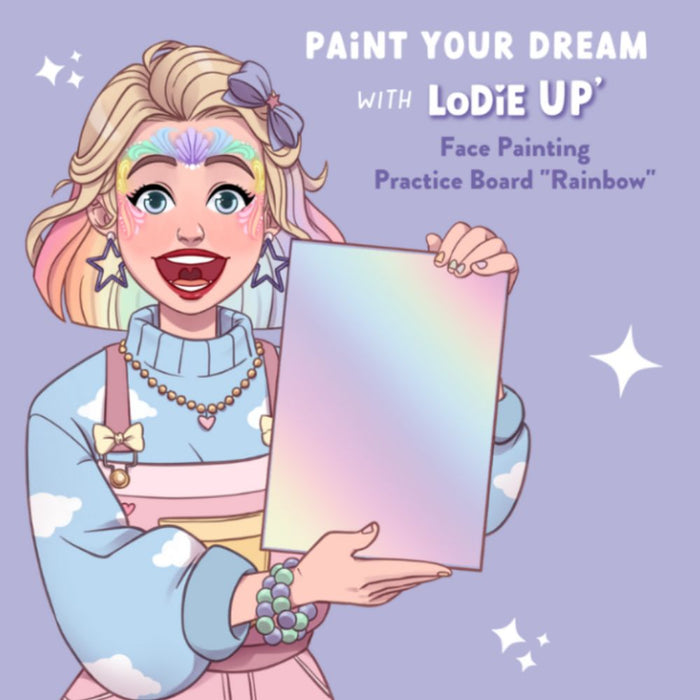 WABBY FUN | Face Painting Practice Board - LODIE UP Edition - A4 RAINBOW Paint Your Dream Board