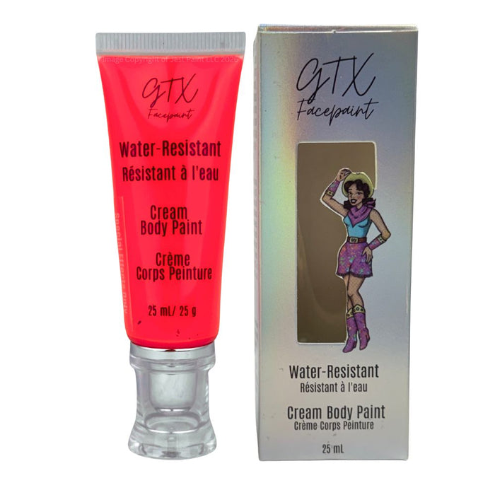 GTX  Paint | Silicone Based Water Resistant Cream - Neon Watermelon Crawl (Coral Pink)  25ml Easy Squeezy Tube  (SFX - Non Cosmetic)