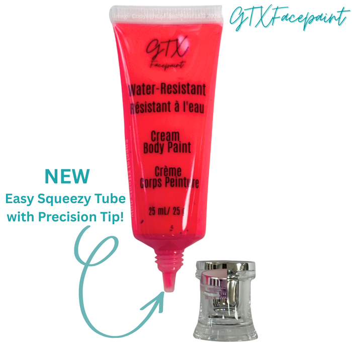 GTX  Paint | Silicone Based Water Resistant Cream - Neon Watermelon Crawl (Coral Pink)  25ml Easy Squeezy Tube  (SFX - Non Cosmetic)