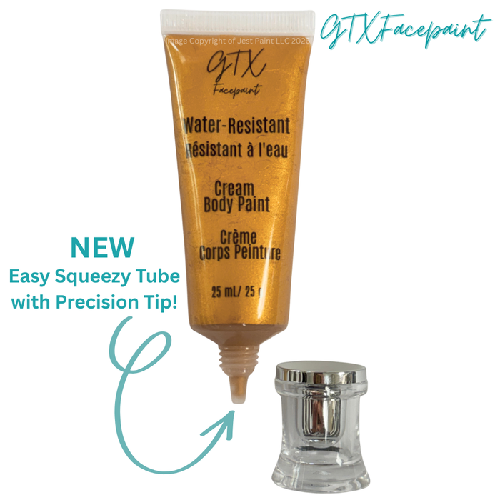 GTX Face Paint | Silicone Based Water Resistant Cream - Metallic Weddin' Band Gold - 25ml Easy Squeezy Tube