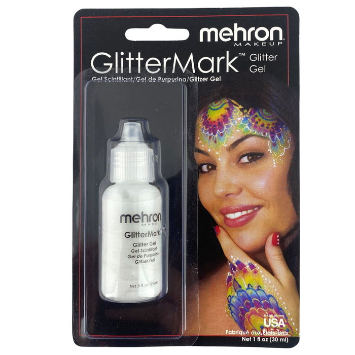 Face Painting Glitter Gel - Mehron GlitterMark - Crystal White w/ Dropper Cap  #14