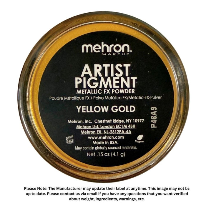 Mehron | Metallic FX Powder - Artist Pigment - YELLOW GOLD - 0.15 oz / 4.1gr