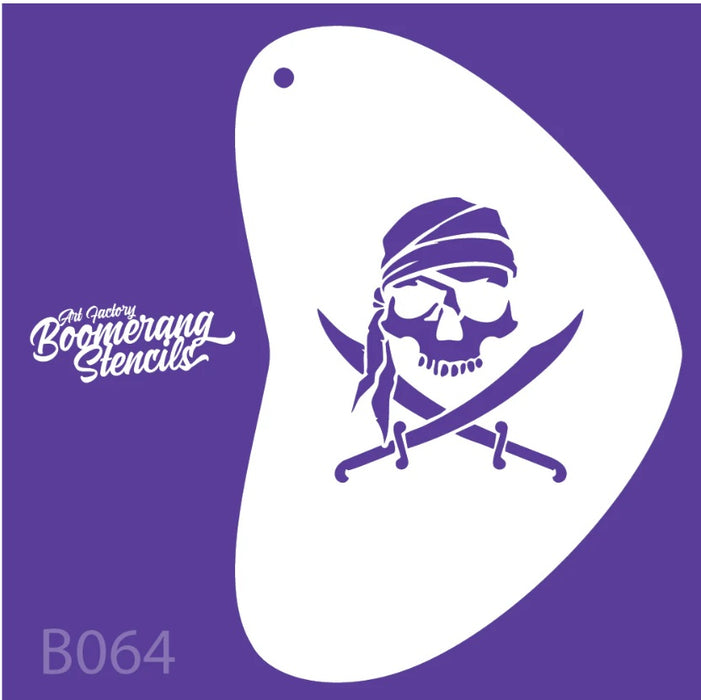 Art Factory - Boomerang Face Painting Stencil - Pirate Skull (B064)