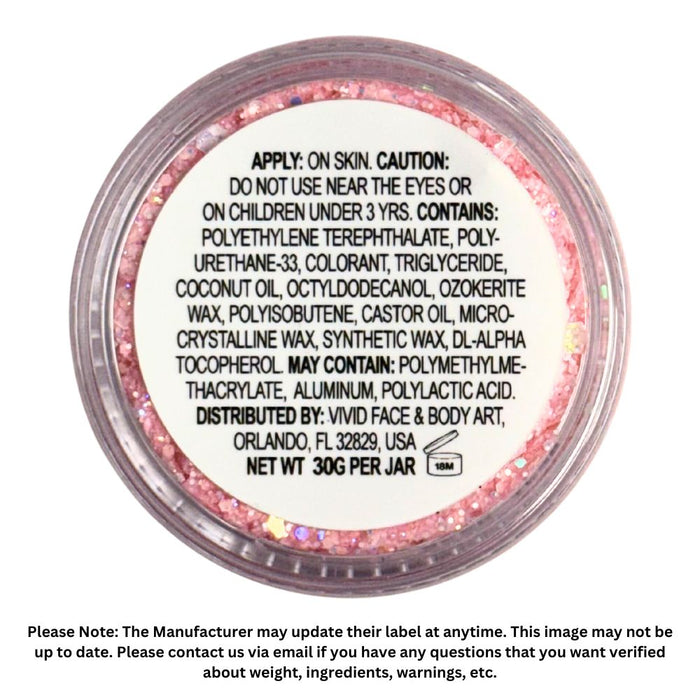 VIVID Glitter |  GLEAM Glitter Cream | Large  UV Pastel Glow - BABY ROSE (30gr)