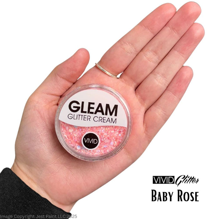 VIVID Glitter |  GLEAM Glitter Cream | Large  UV Pastel Glow - BABY ROSE (30gr)