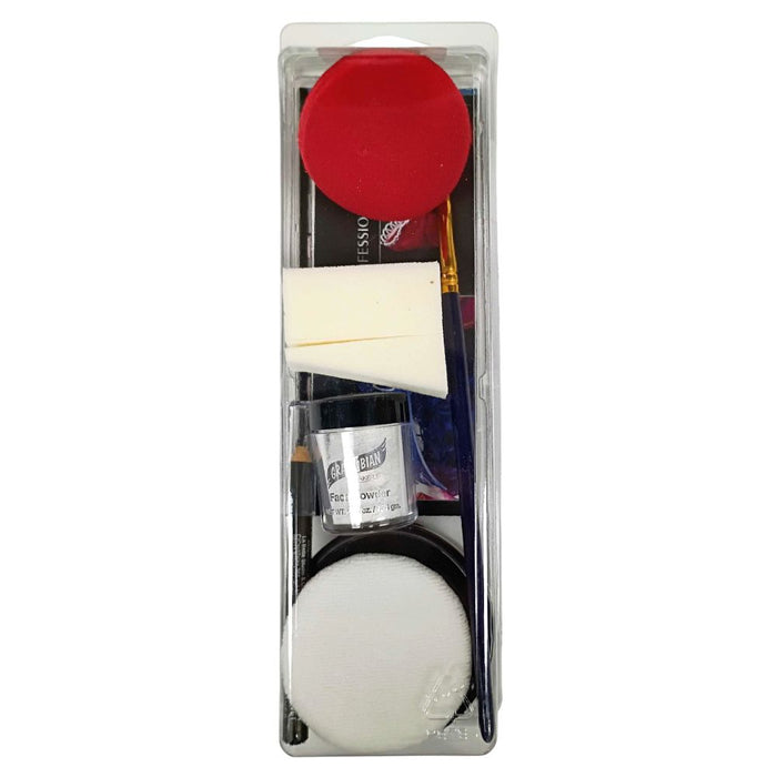 Graftobian Make Up Kit - Clown Kit with Sponge, Brush, Pencil, Powder, and Nose