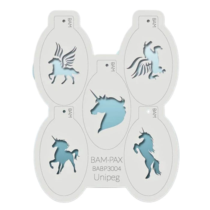 BAM PAX 3004 - Face Painting Stencil - UNIPEG ( Unicorns and Pegasus )