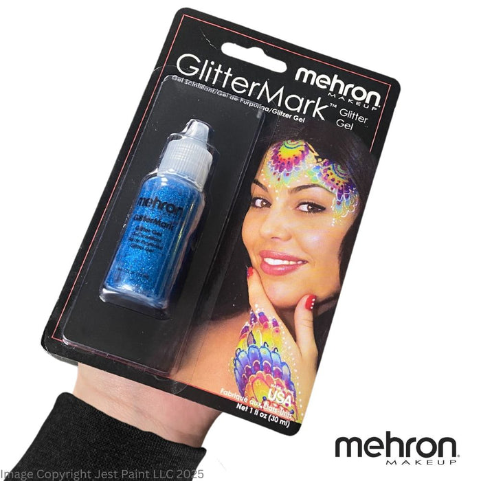 Face Painting Glitter Gel - Mehron GlitterMark - Blue  w/ Dropper Tip #19