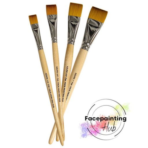 Facepainting HUB Face Painting Brushes | PRESET BUNDLE - Set of 4 AZURE Flat Brushes