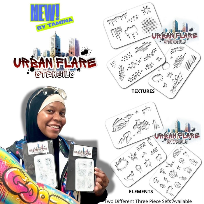 Urban Flare Stencils | Face Painting Stencils by Tamina Muhammad - ELEMENTS - 3 Piece Set